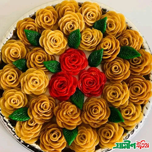 গোলাপ ফুল পিঠা ( মিশ্র কালার )